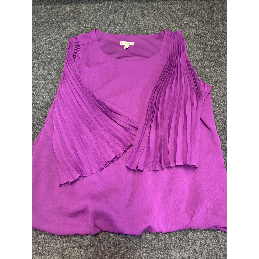 Christopher & Banks Purple Pleated Accordion Bell Sleeve Blouse XL